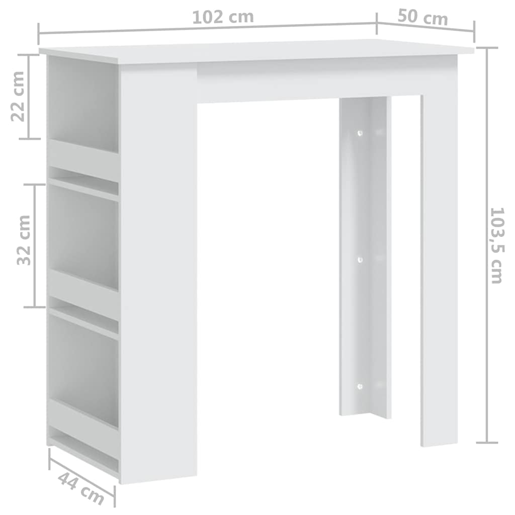 Bar Table with Storage Rack White 102x50x103.5 cm