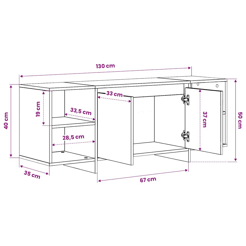 809588 vidaXL TV Cabinet Concrete Grey 130x35x50 cm Engineered Wood