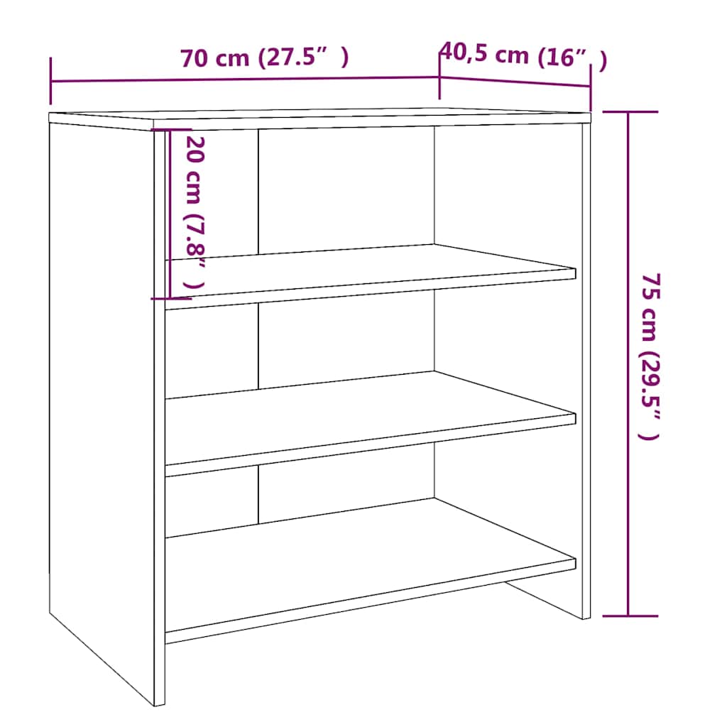809755 vidaXL Sideboard White 70x40,5x75 cm Engineered Wood