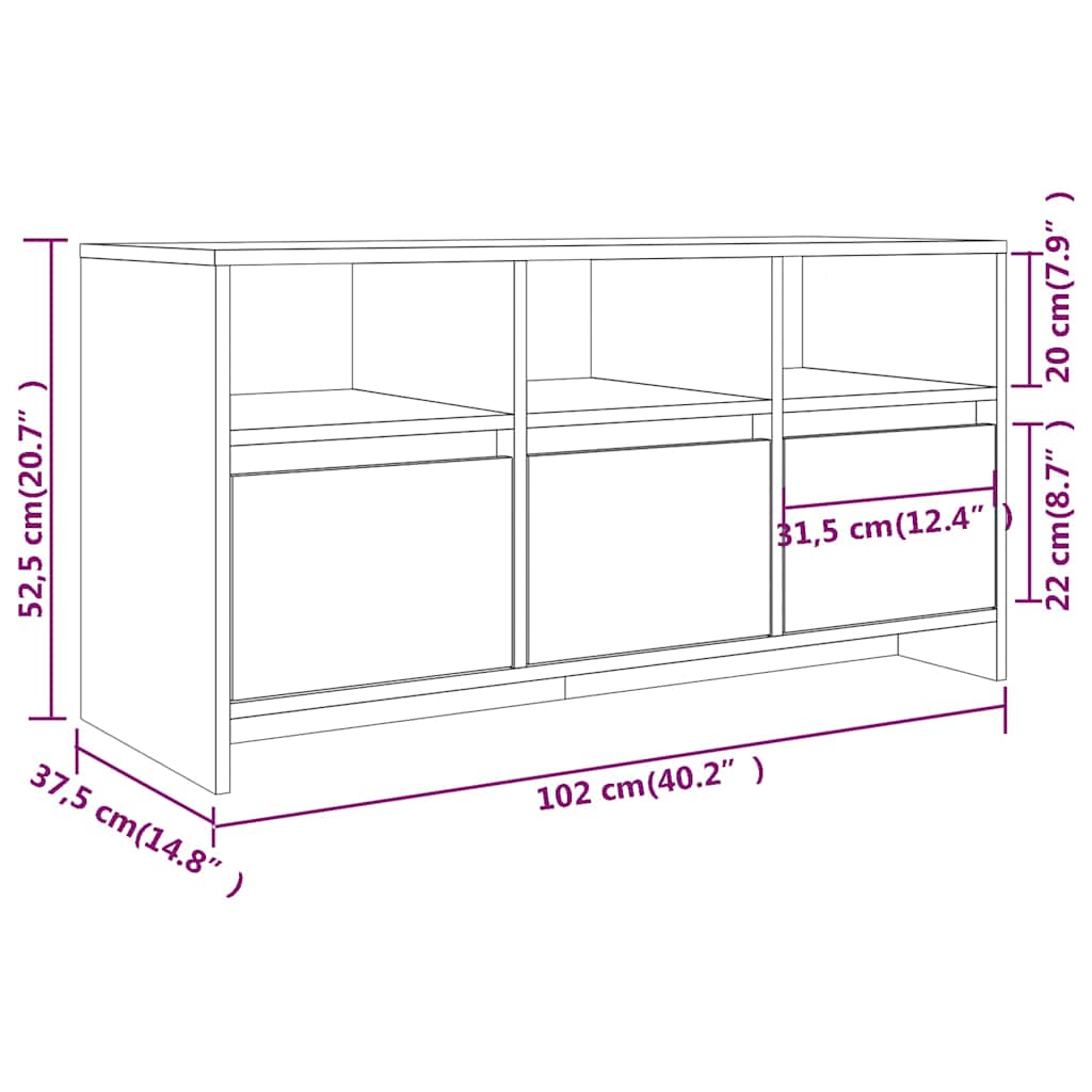 TV Cabinet Sonoma Oak 102x37,5x52,5 cm Engineered Wood