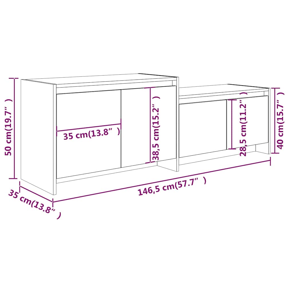 809809 vidaXL TV Cabinet White 146,5x35x50 cm Engineered Wood