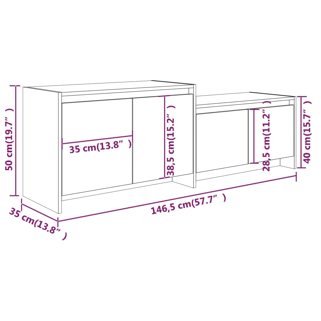 TV Cabinet Sonoma Oak 146,5x35x50 cm Engineered Wood