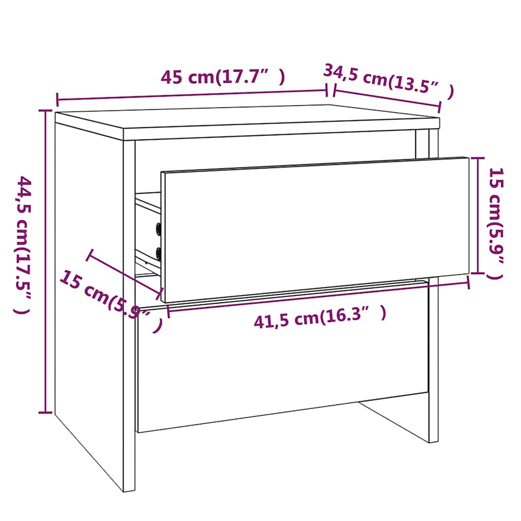 Bedside Cabinet Concrete Grey 45x34,5x44,5 cm Engineered Wood