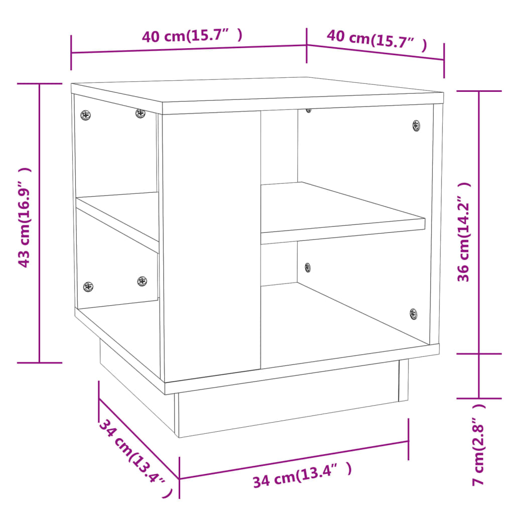 810298 vidaXL Coffee Table White 40x40x43 cm Engineered Wood