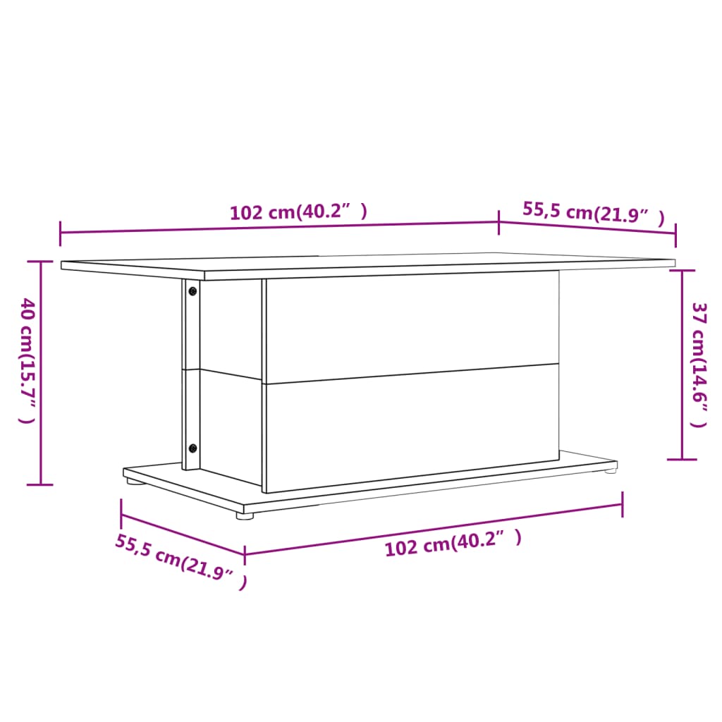 810307 vidaXL Coffee Table White 102x55,5x40 cm Engineered Wood