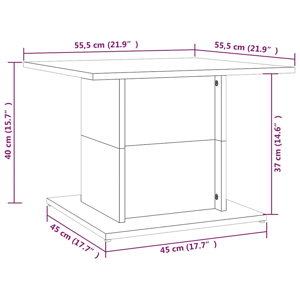 Coffee Table Black 55,5x55,5x40 cm Engineered Wood