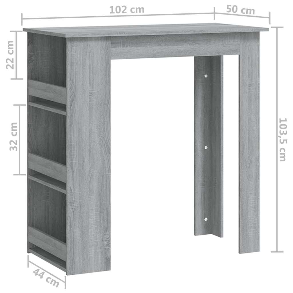 Bar Table with Storage Rack Grey Sonoma 102x50x103,5cm Engineered Wood