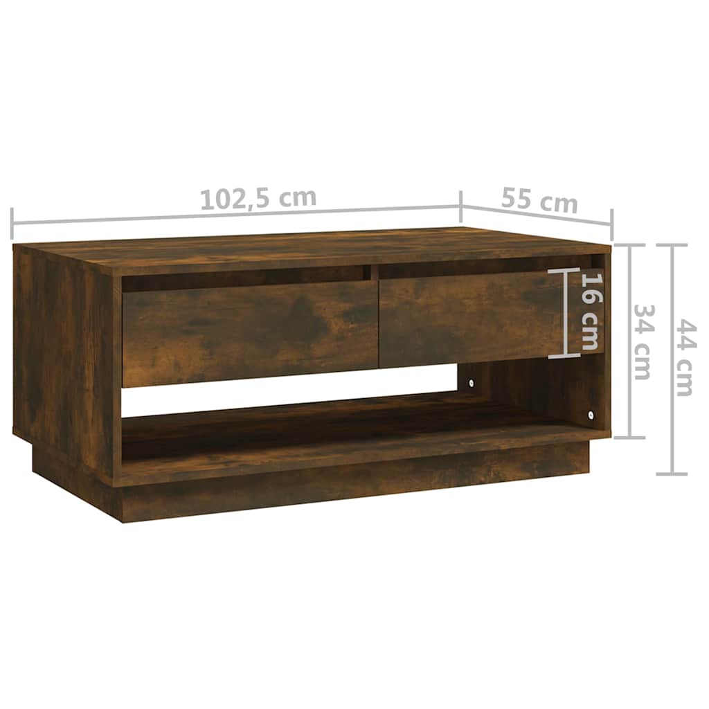 Coffee Table Smoked Oak 102,5x55x44 cm Engineered Wood