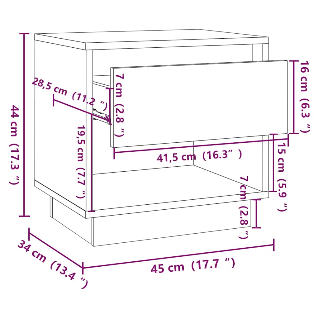 Bedside Cabinets 2 pcs Grey Sonoma 45x34x44 cm Engineered Wood