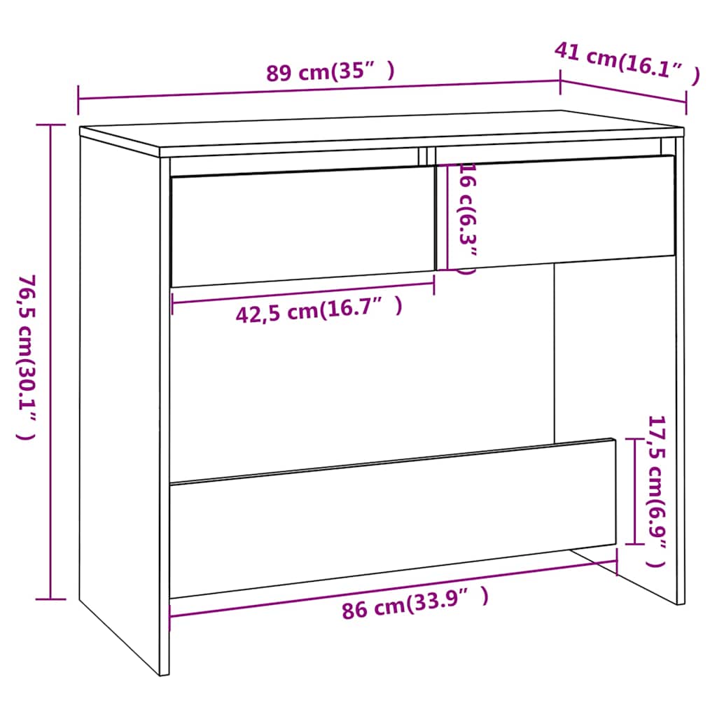 Console Table Grey Sonoma 89x41x76,5 cm Engineered Wood