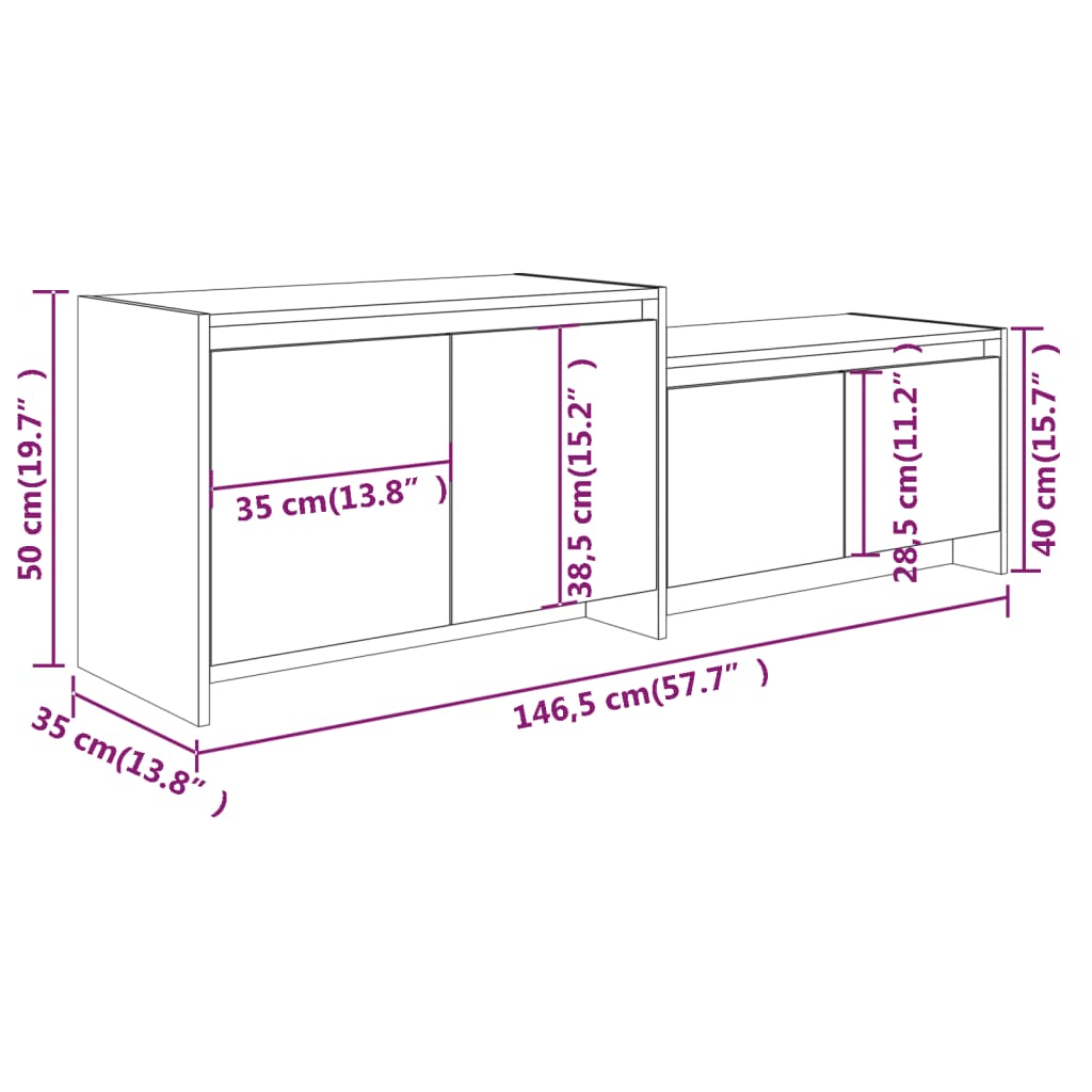 TV Cabinet Grey Sonoma 146,5x35x50 cm Engineered Wood
