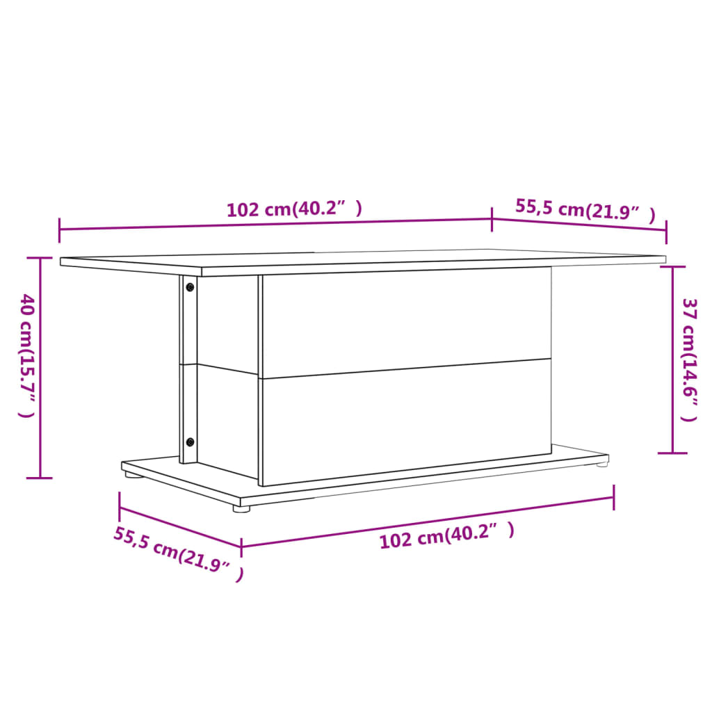 813094 vidaXL Coffee Table Brown Oak 102x55,5x40 cm Engineered Wood