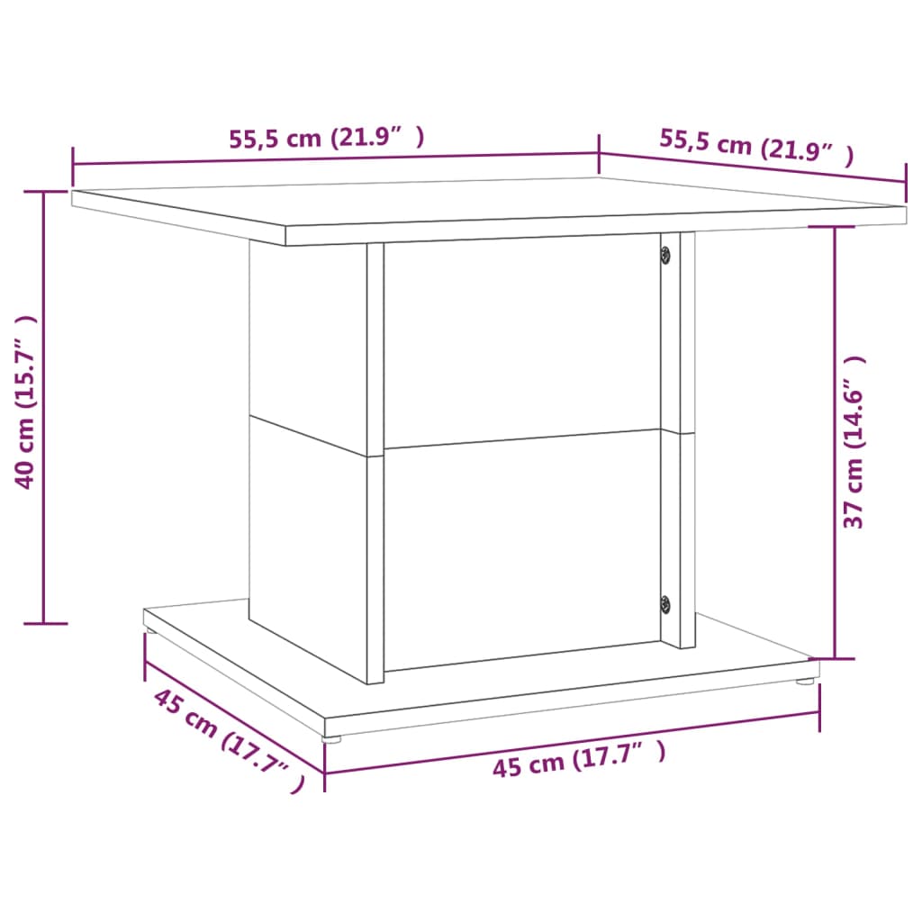 Coffee Table Brown Oak 55,5x55,5x40 cm Engineered Wood