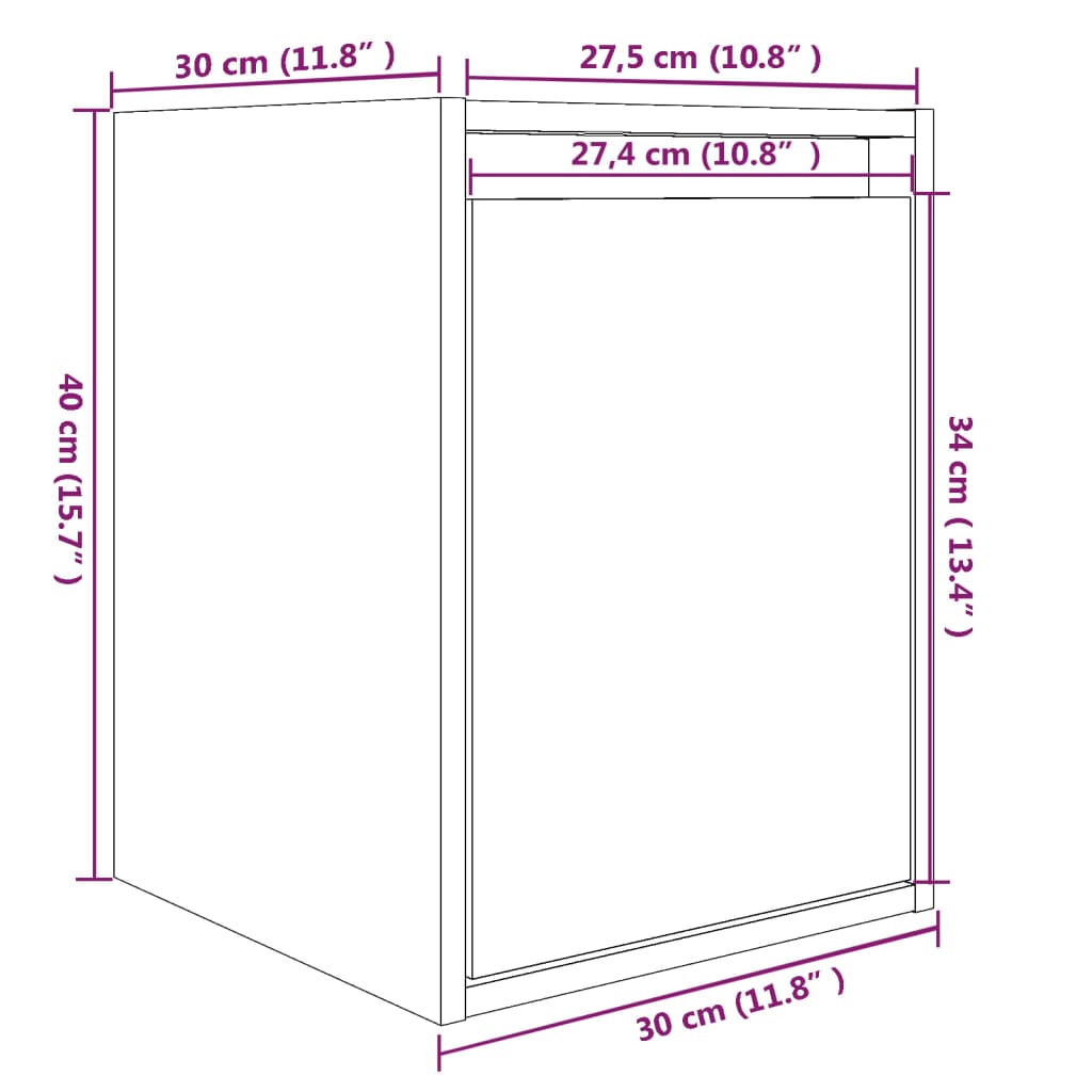 Wall Cabinets 2 pcs Grey 30x30x40 cm Solid Wood Pine