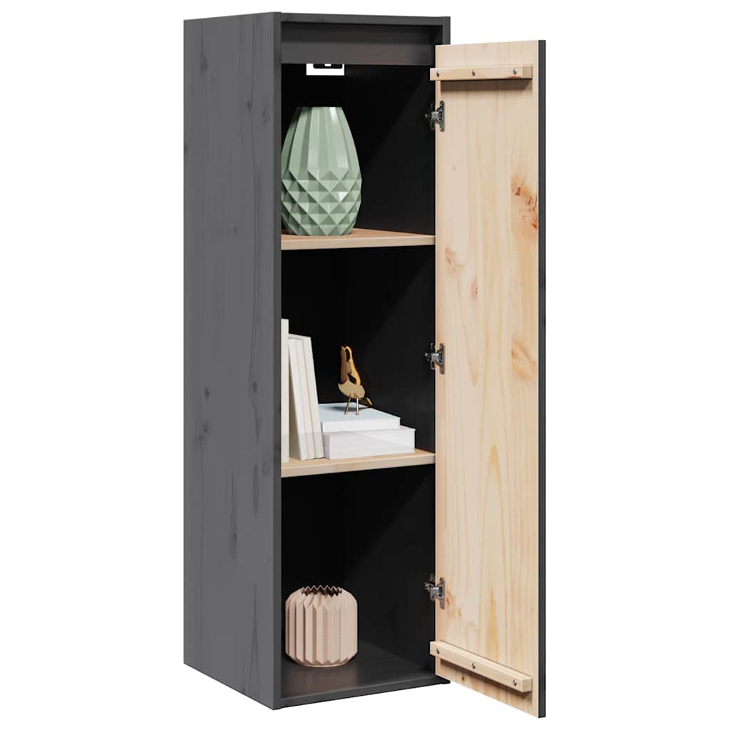 Wall Cabinets 2 pcs Grey 30x30x100 cm Solid Pinewood