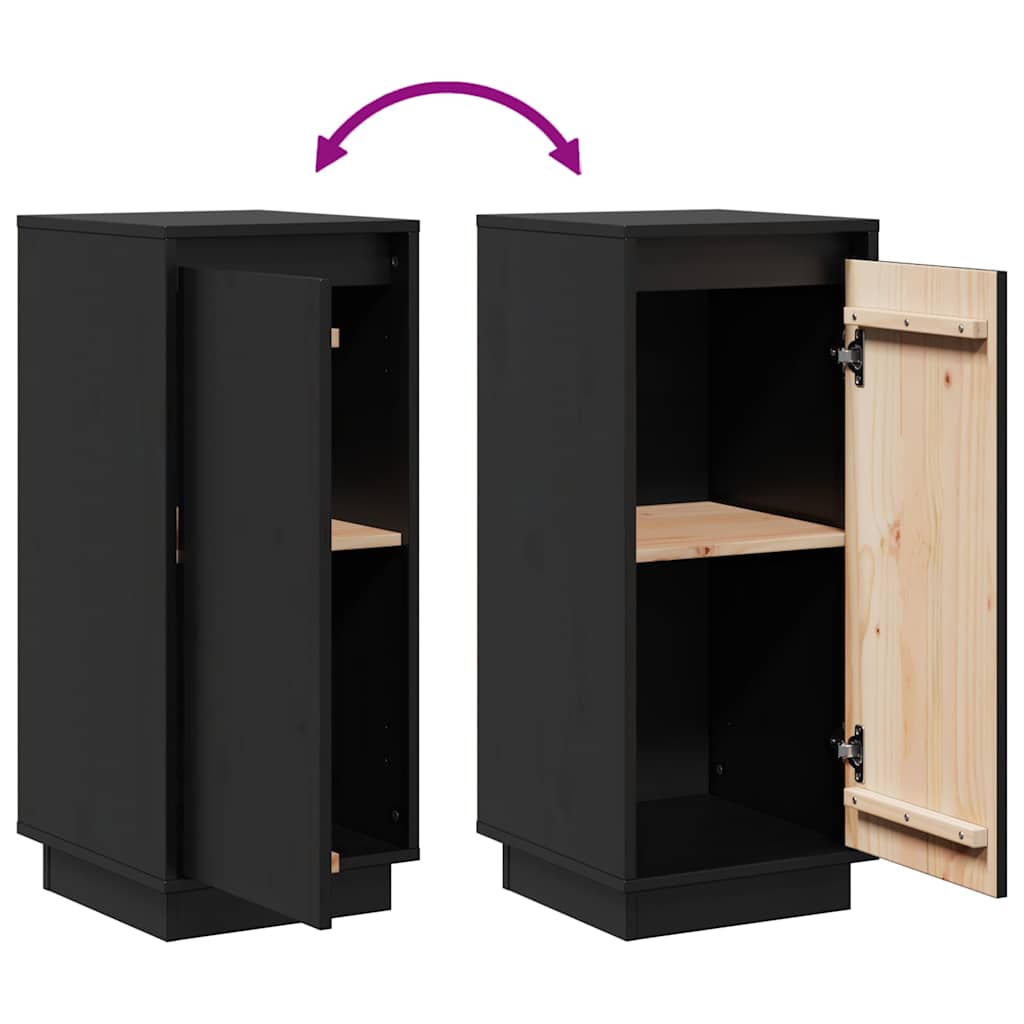 Sideboards 2 pcs Black 31,5x34x75 cm Solid Wood Pine