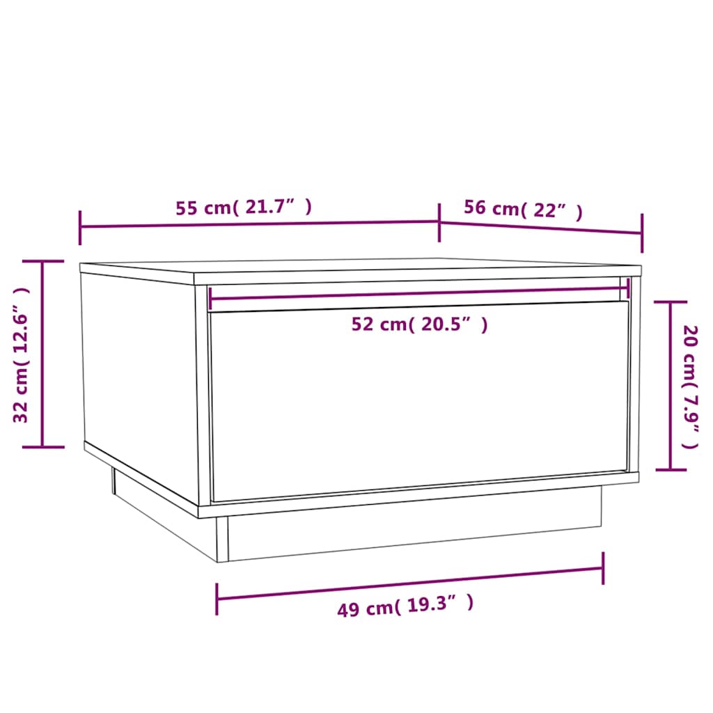 813405 vidaXL Coffee Table 55x56x32 cm Solid Wood Pine
