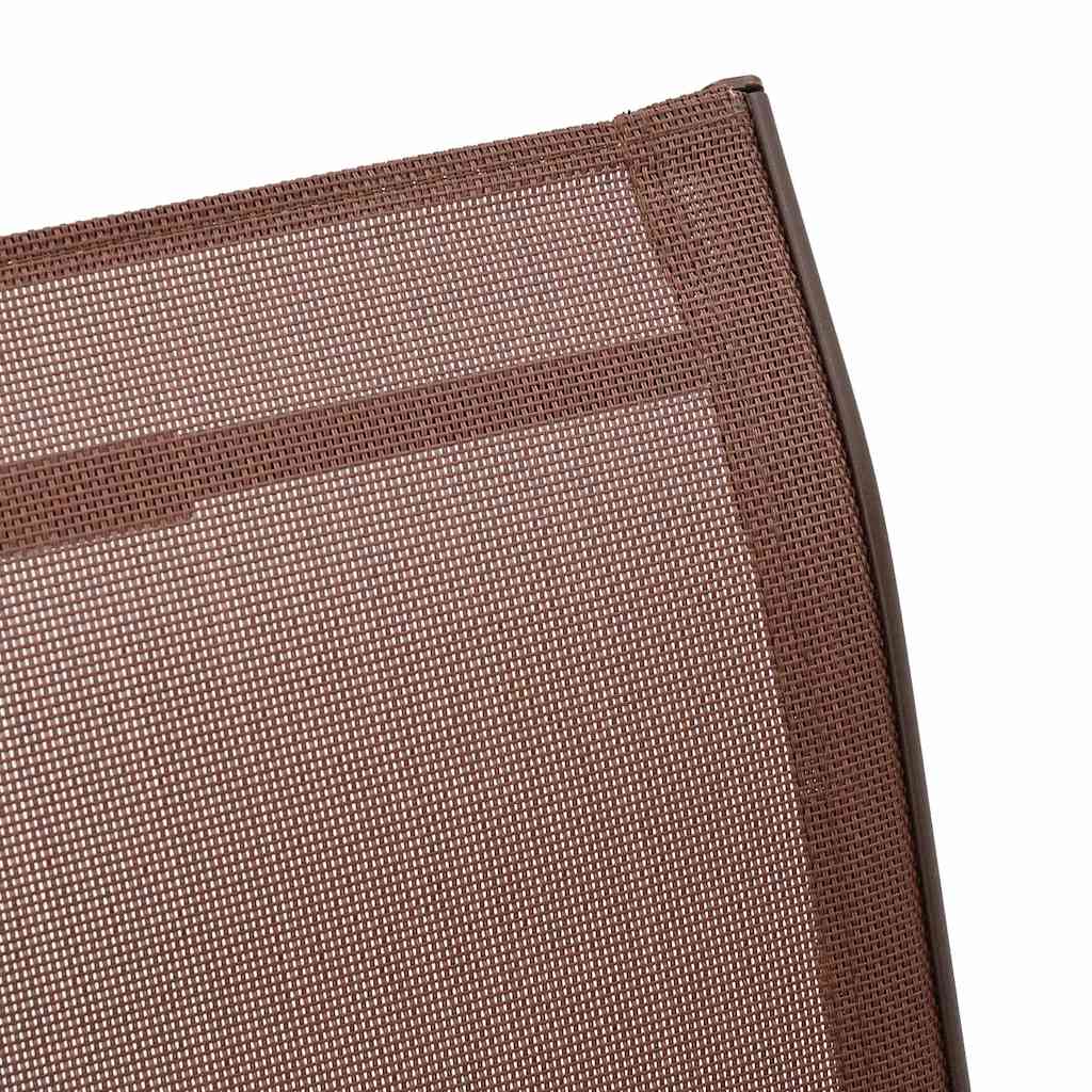 318779 vidaXL Stackable Garden Chairs 2 pcs Brown Textilene Fabric