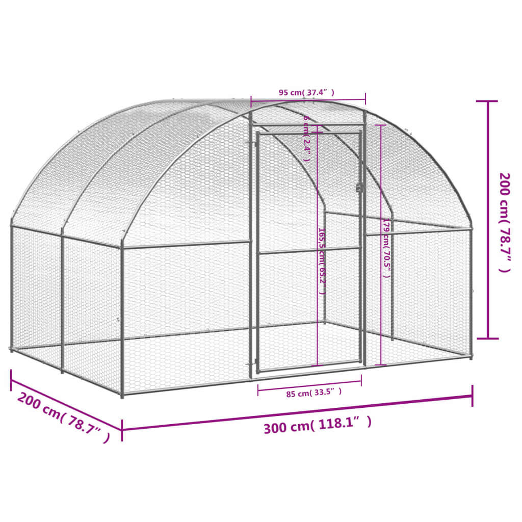 Chicken Coop | Silver and grey | Galvanised steel, Polyethylene | Large