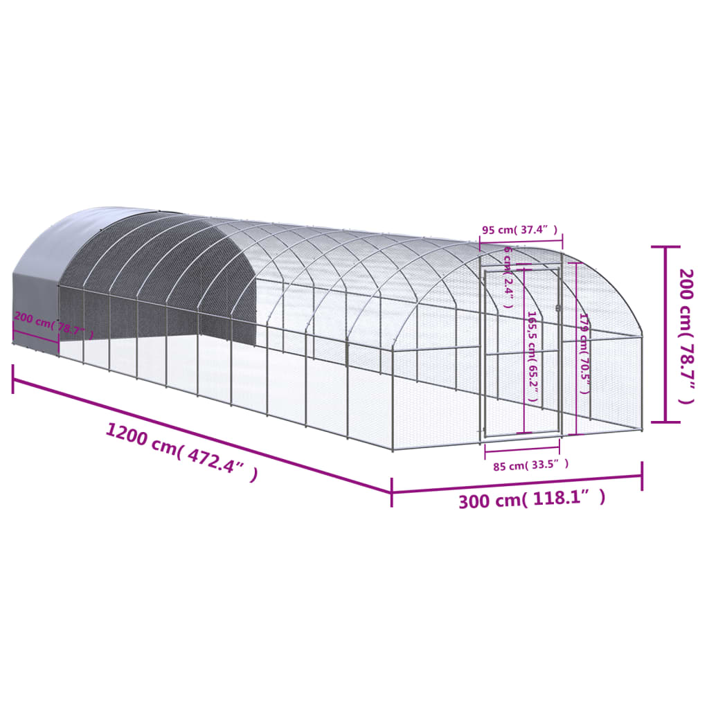 Chicken Coop | Silver | Galvanised Steel | Large | Durable | Chicken Coop