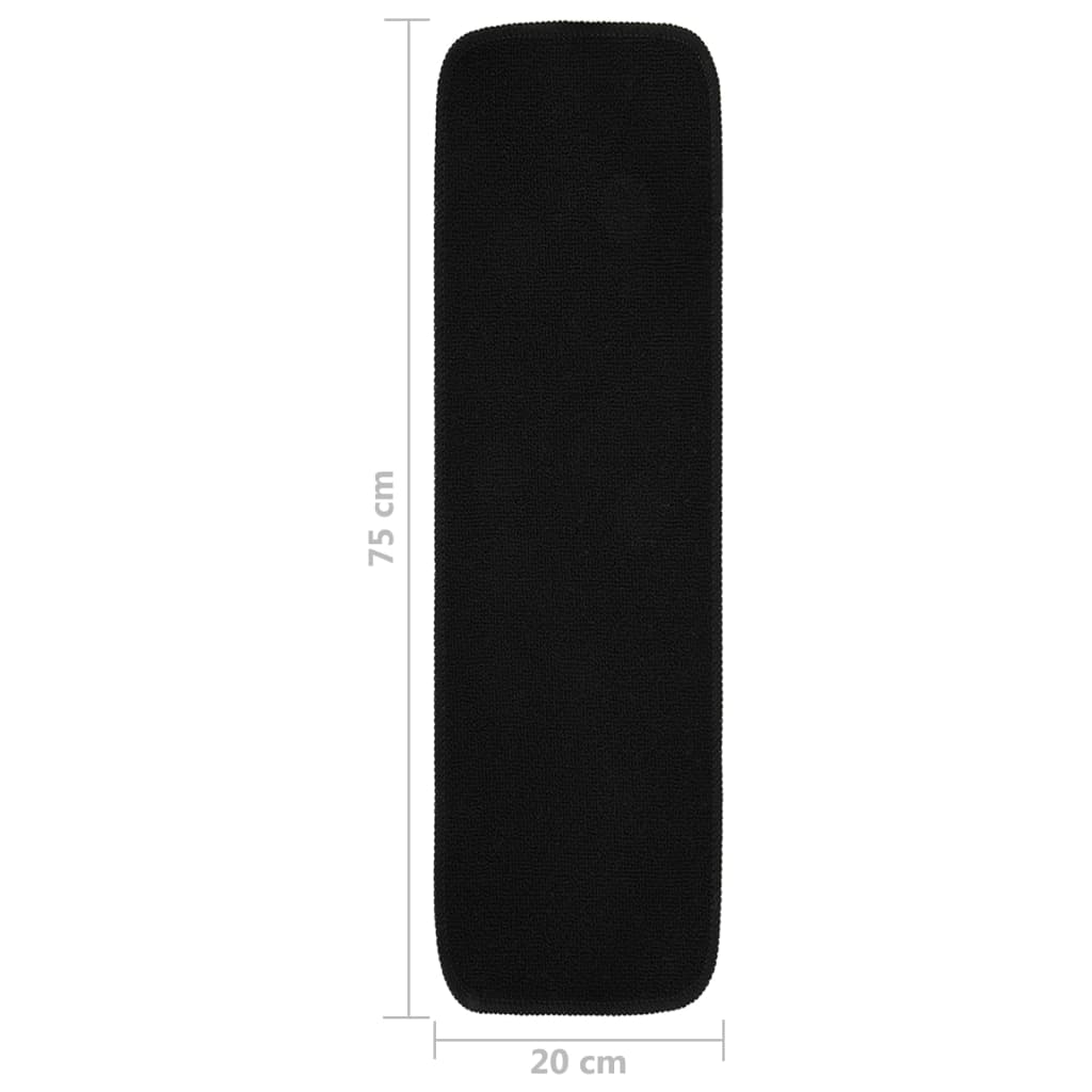 340393 vidaXL Anti Slip Stair Mats 15 pcs 75x20 cm Black Rectangular