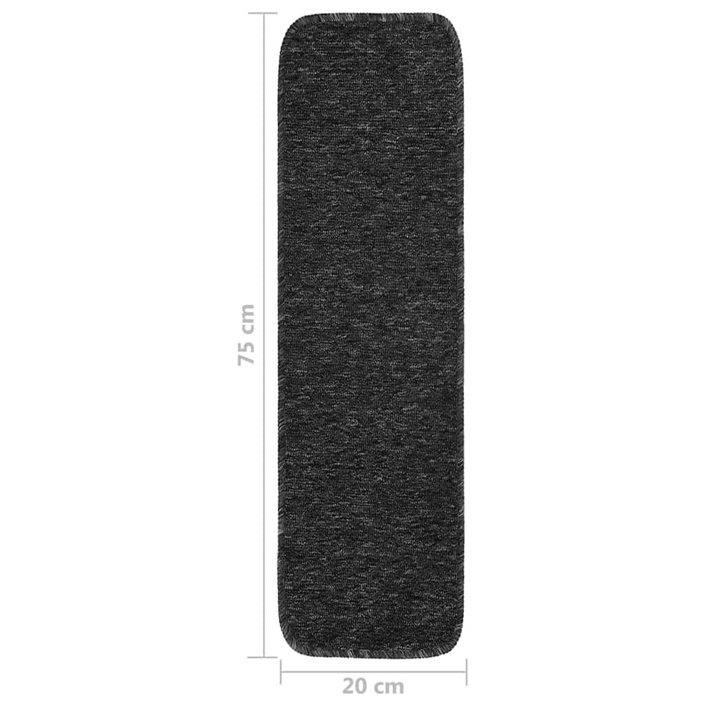 340395 vidaXL Anti Slip Stair Mats 15 pcs 75x20 cm Anthracite Rectangular