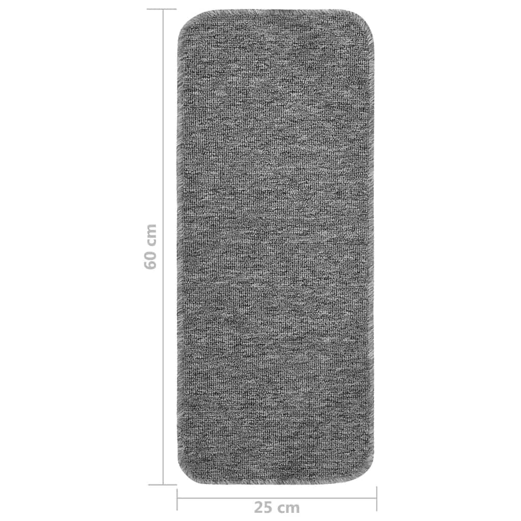 340396 vidaXL Anti Slip Stair Mats 15 pcs 60x25 cm Grey Rectangular