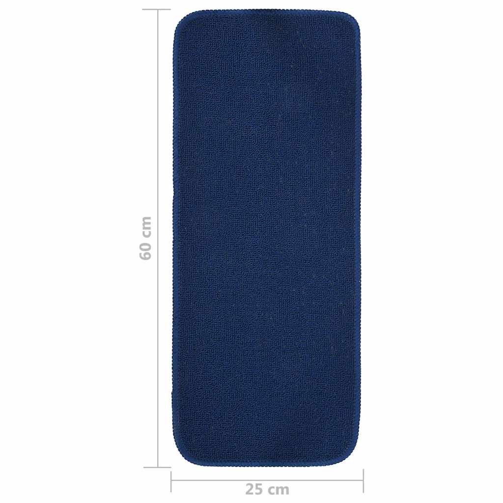 340398 vidaXL Anti Slip Stair Mats 15 pcs 60x25 cm Navy Blue Rectangular