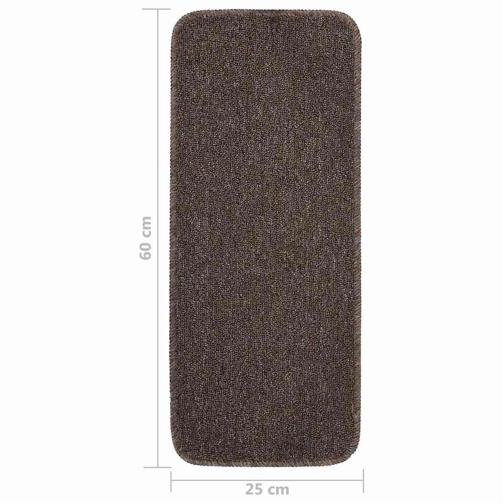 Anti Slip Stair Mats 15 pcs 60x25 cm Brown Rectangular