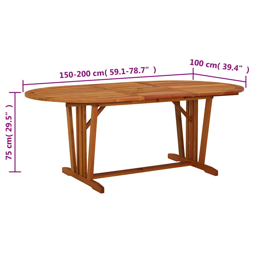 316072 vidaXL Garden Table 200x100x75 cm Solid Wood Eucalyptus