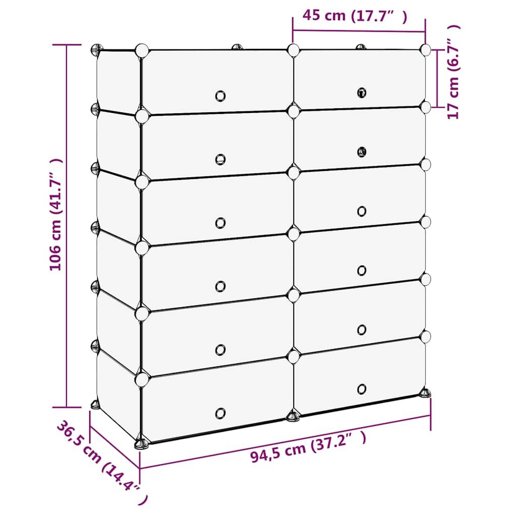 Shoe Rack Black 94.5x36.5x106 cm PP