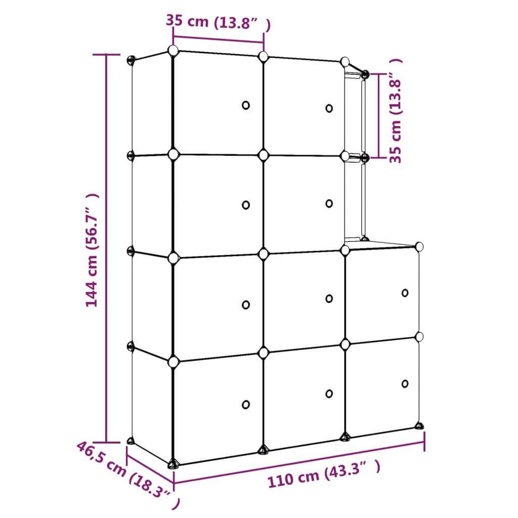Storage Cabinet | Black | Polypropylene (PP) and Steel | Large | Modular