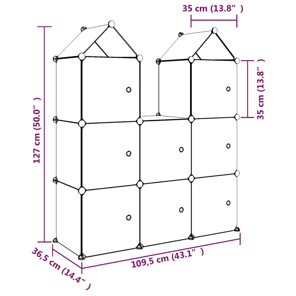 340583 vidaXL Cube Storage Cabinet for Kids with 8 Cubes Blue PP