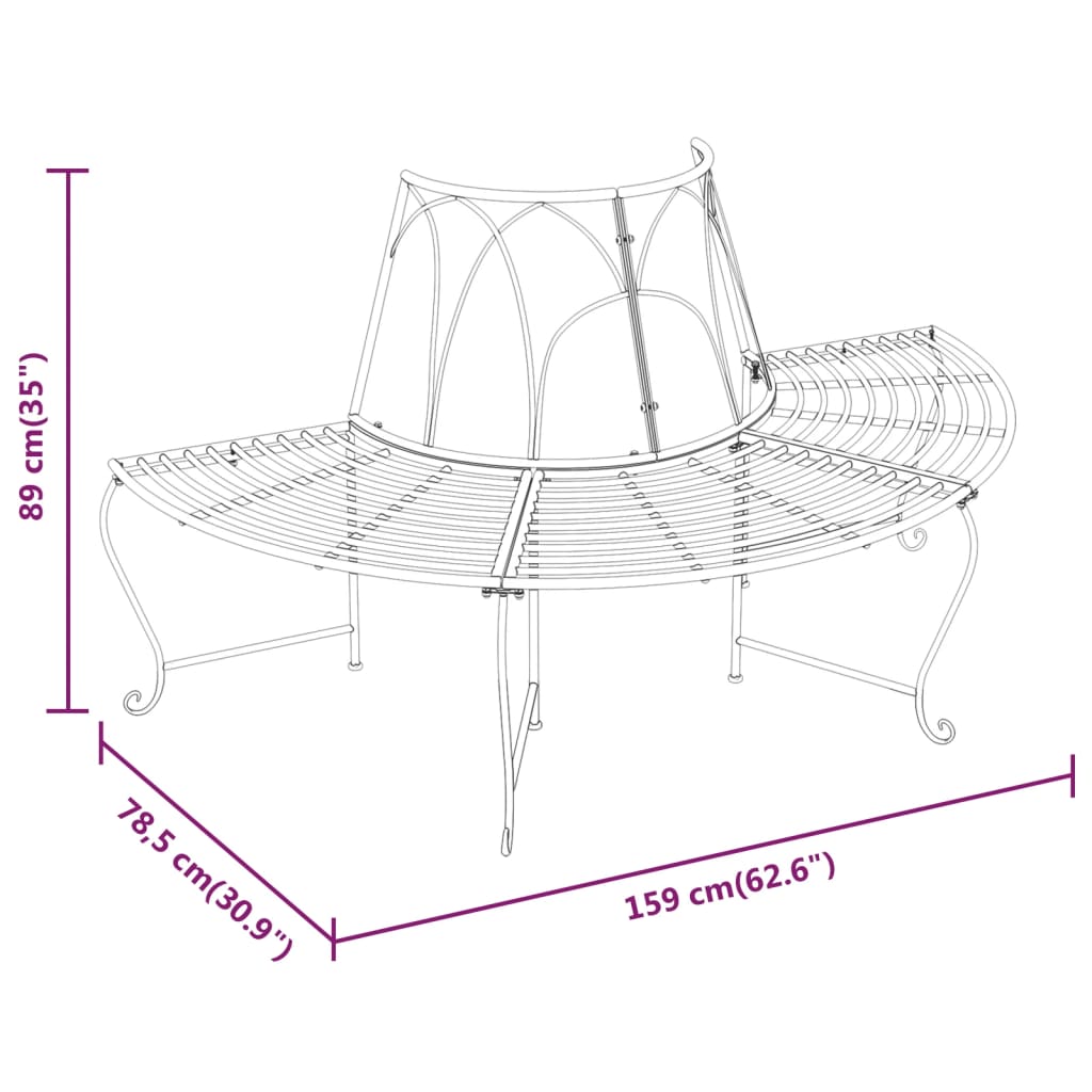 Tree Bench | Set of 2 | Black | Steel | Large | Appealing Design