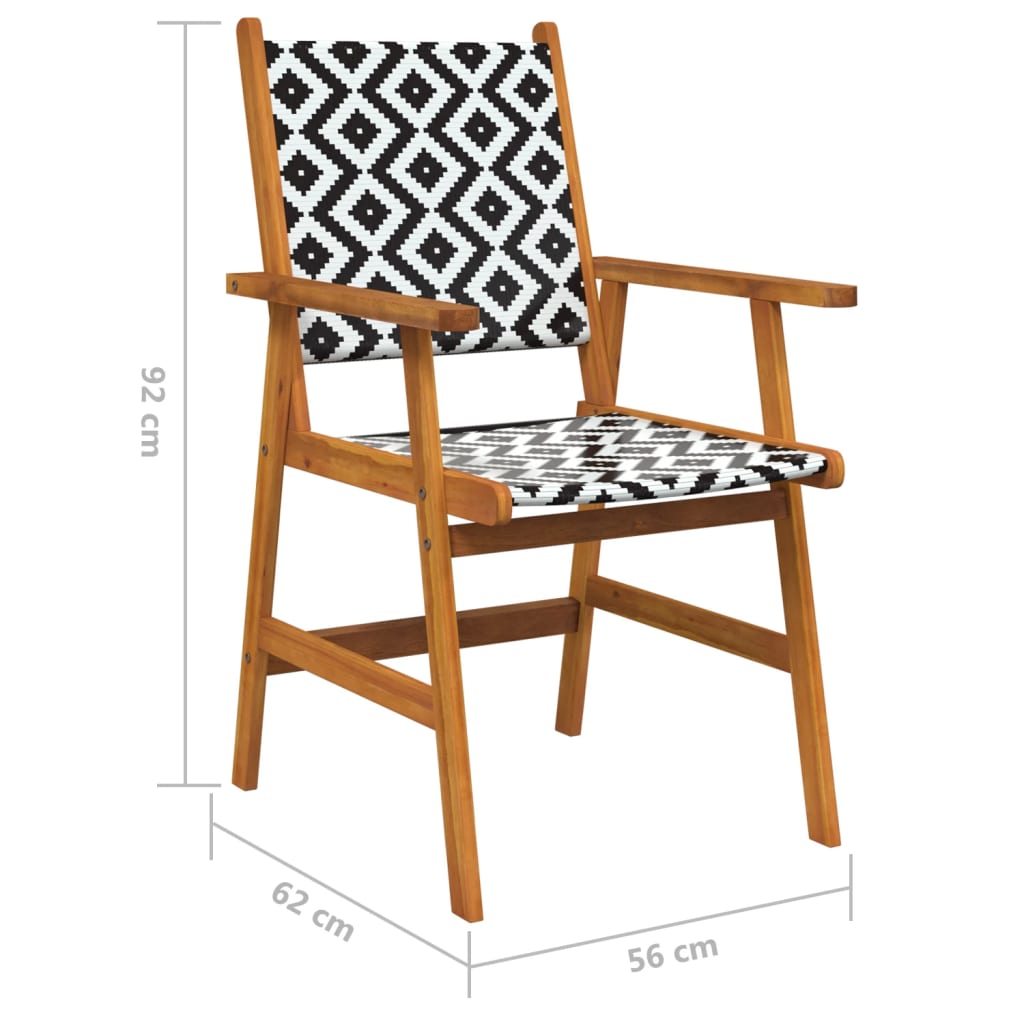 Garden Chair | Set of 4 | Brown and Black/White Pattern
