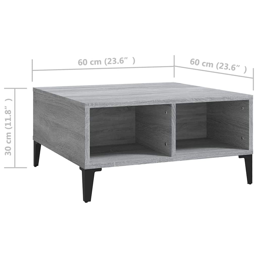813168 vidaXL Coffee Table Grey Sonoma 60x60x30 cm Engineered Wood