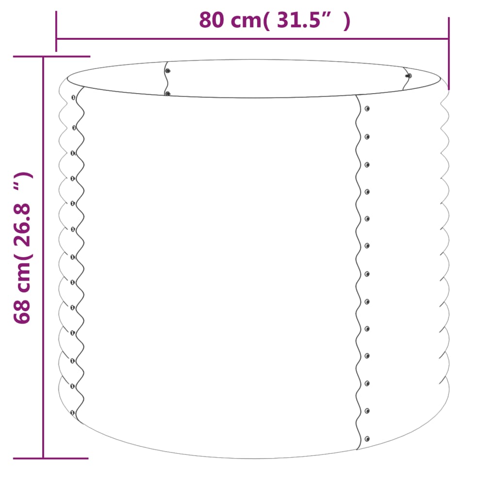 Garden Planter Galvanised Steel 80x80x68 cm Brown