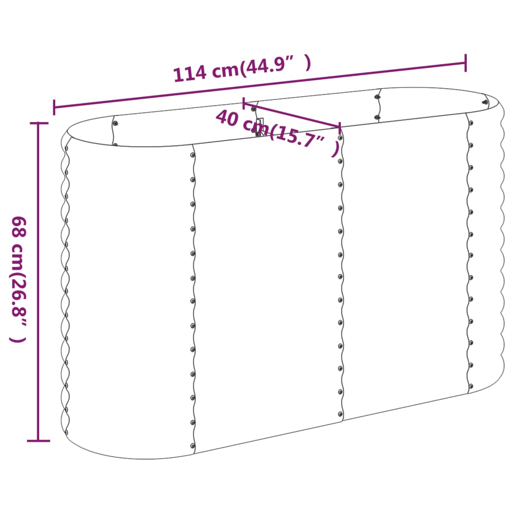 Garden Raised Bed Galvanised Steel 114x40x68 cm Silver