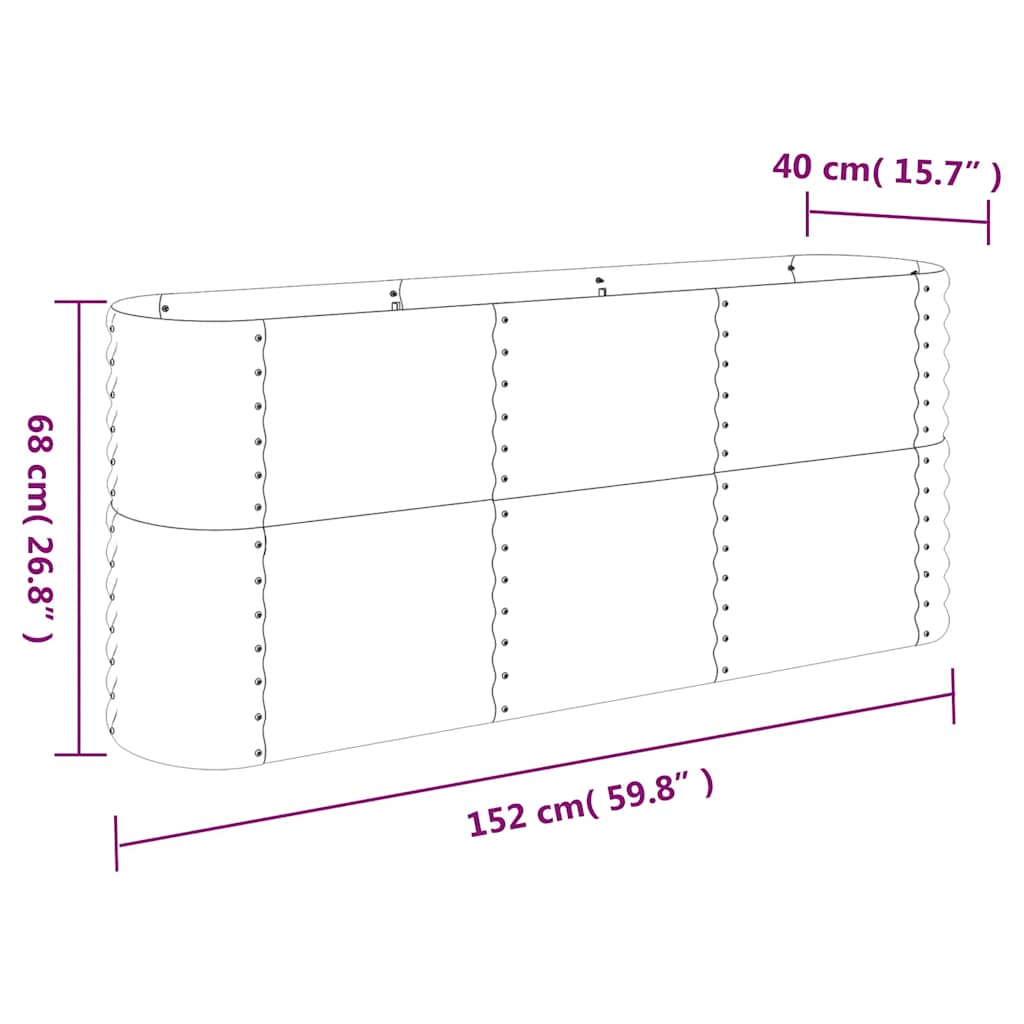 Garden Raised Bed Galvanised Steel 152x40x68 cm Anthracite