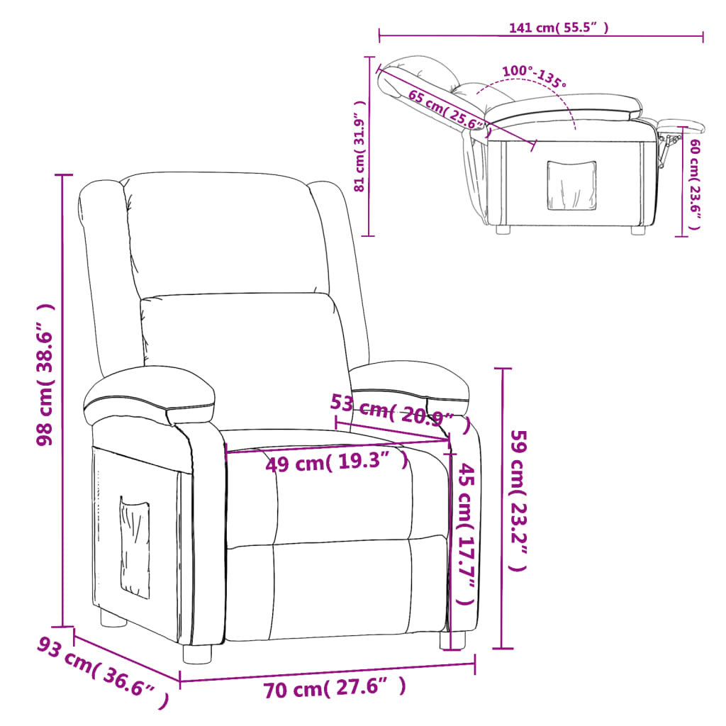Recliner Chair Black Velvet