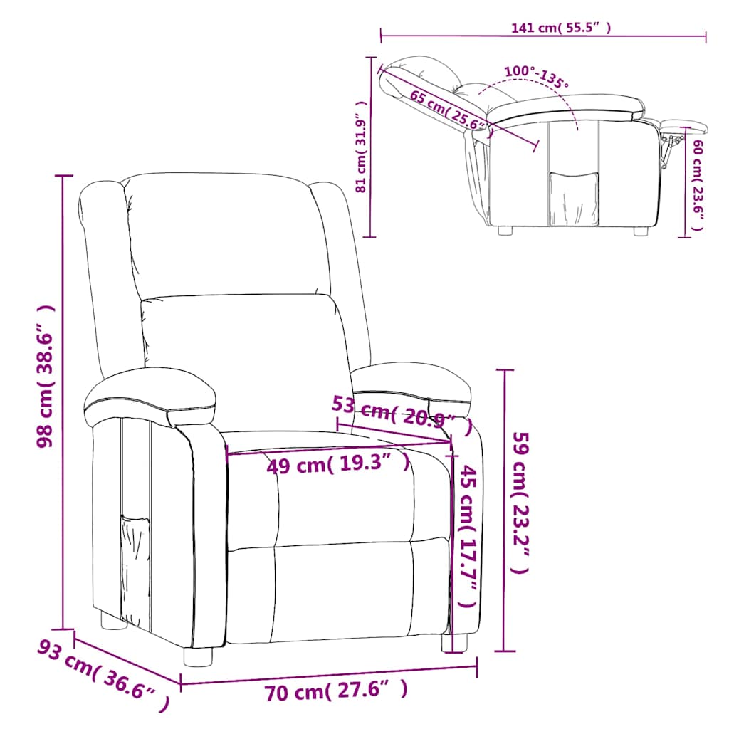 Recliner Chair Wine Red Fabric