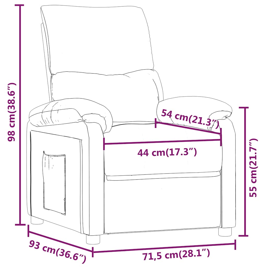 Recliner Chair Dark Brown Fabric