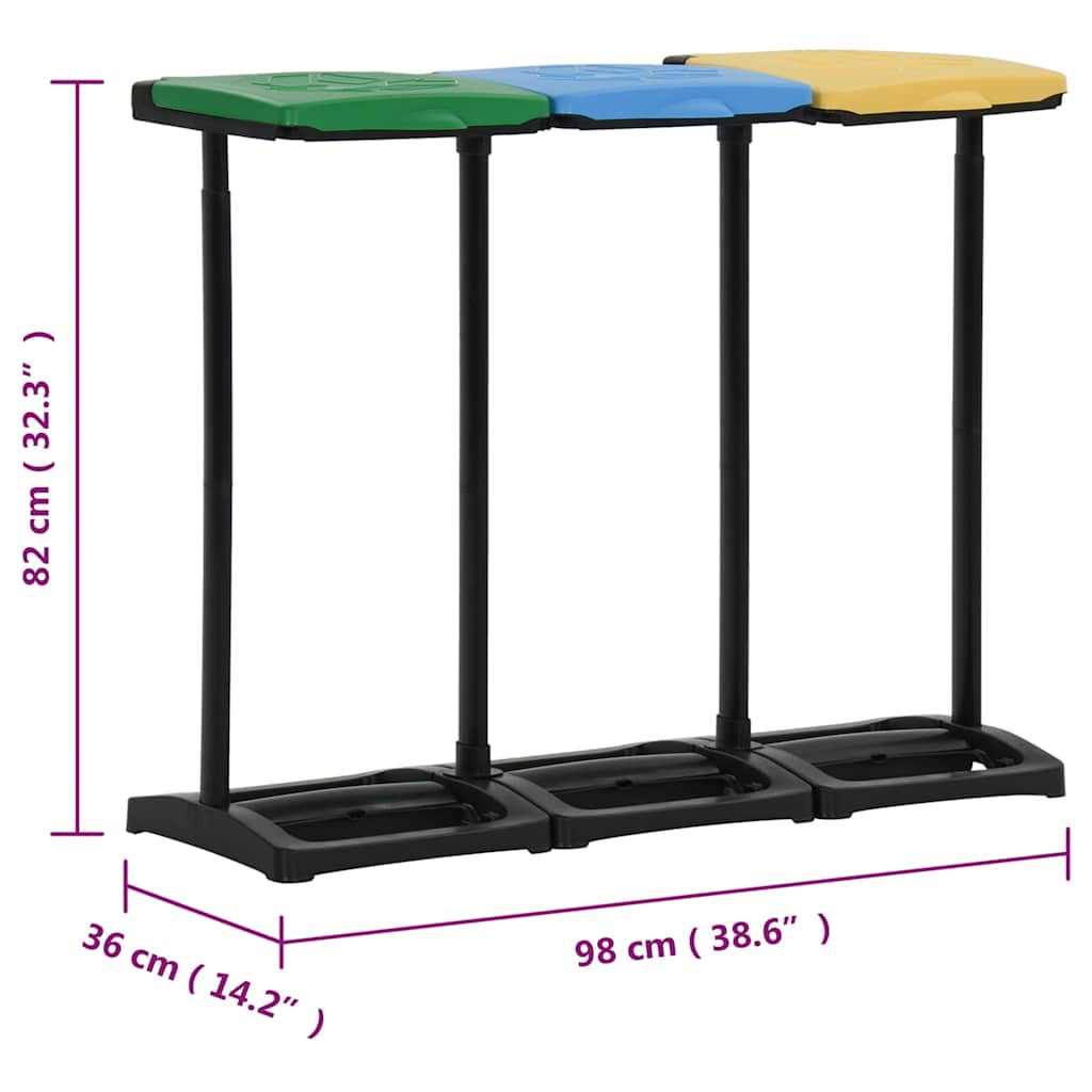 340989 vidaXL Bin Bag Stands with Lid 240-330 L Multicolour PP