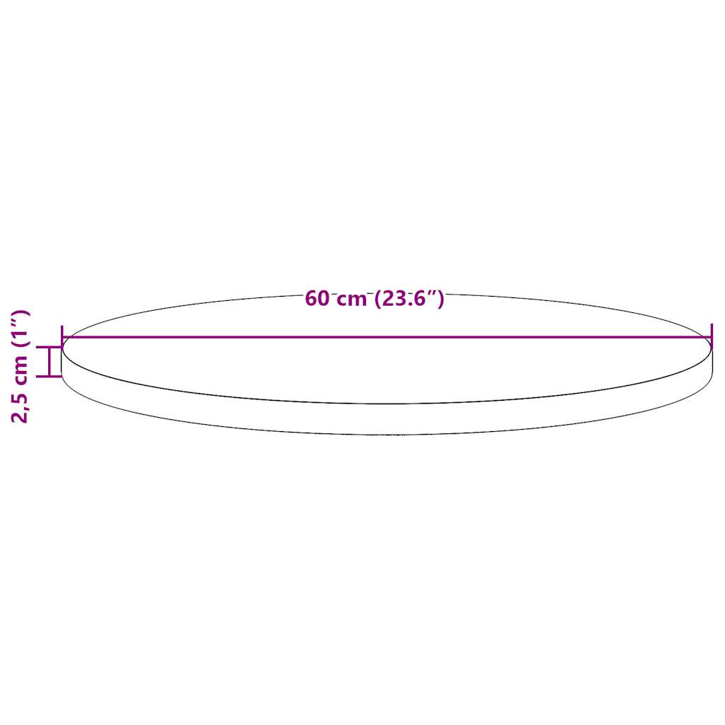 813647 vidaXL Table Top Ø60x2,5 cm Solid Wood Pine