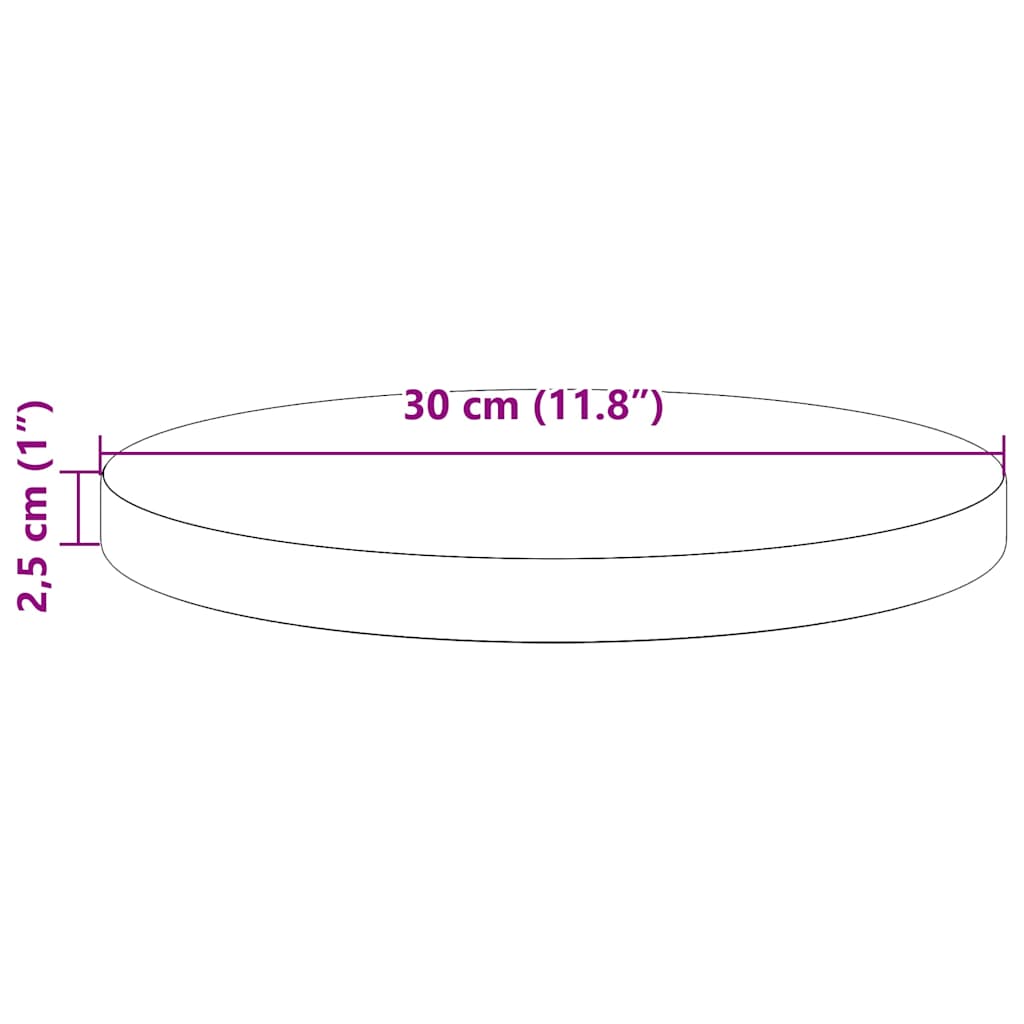 813651 vidaXL Table Top White Ø30x2,5 cm Solid Wood Pine