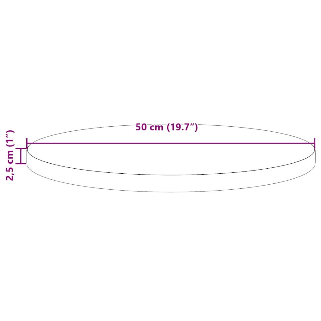813653 vidaXL Table Top White Ø50x2,5 cm Solid Wood Pine