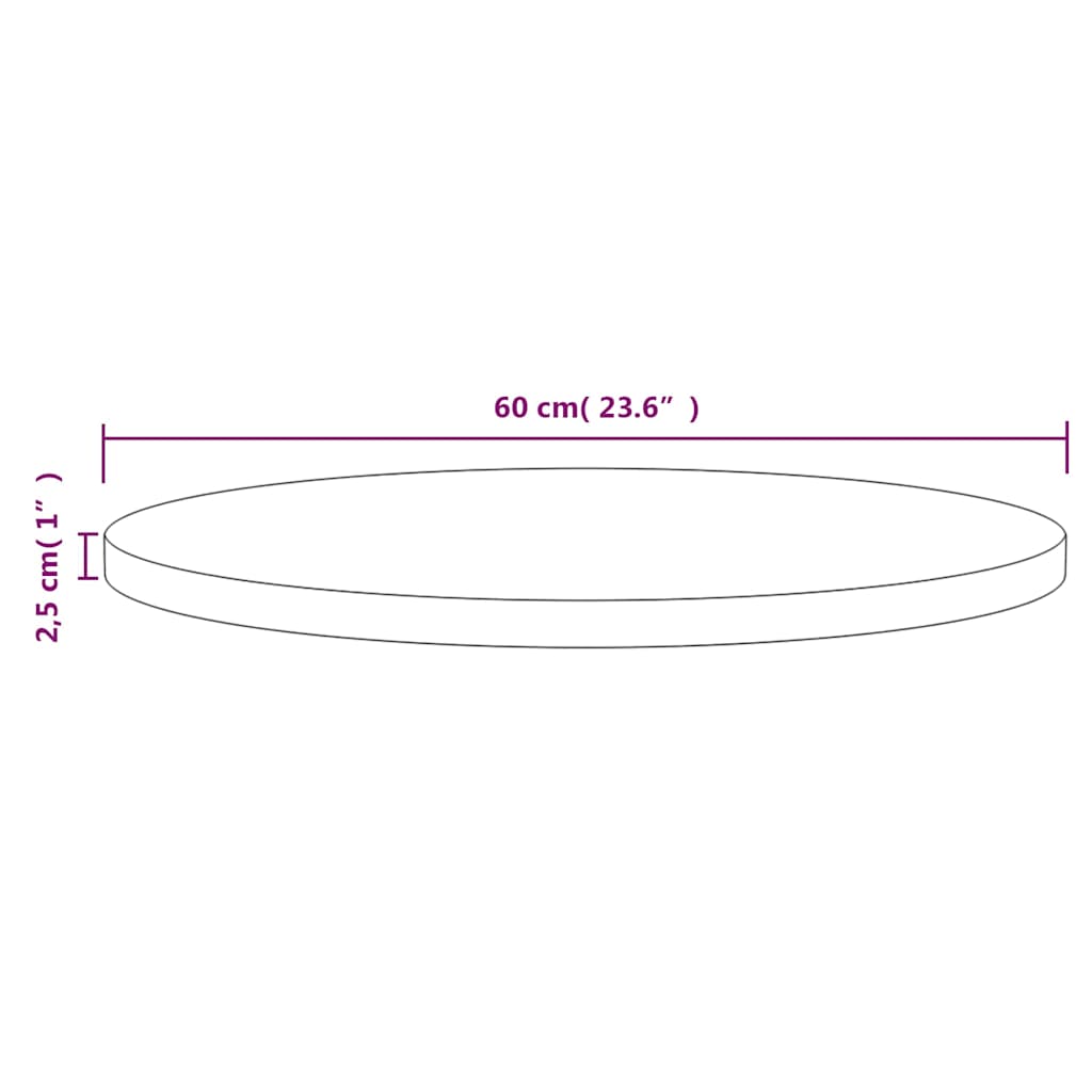 813654 vidaXL Table Top White Ø60x2,5 cm Solid Wood Pine