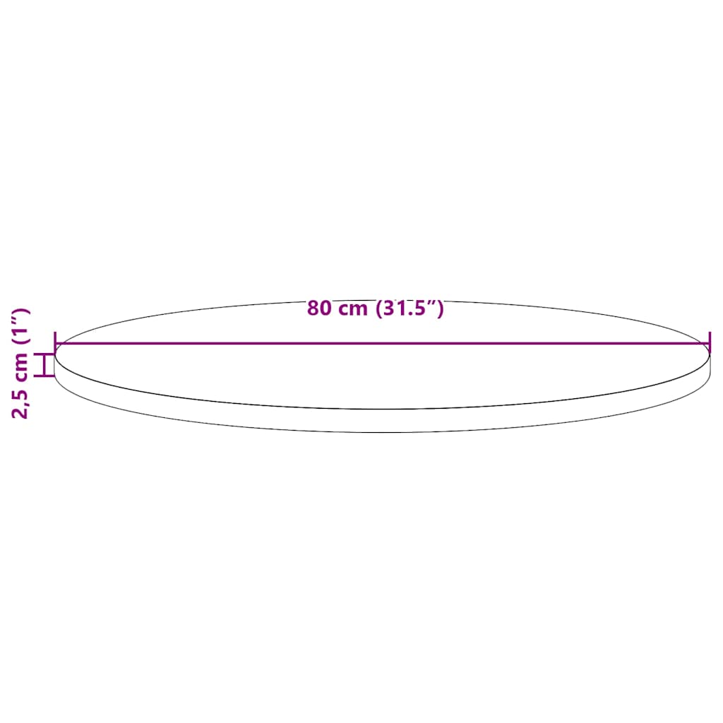 813656 vidaXL Table Top White Ø80x2,5 cm Solid Wood Pine