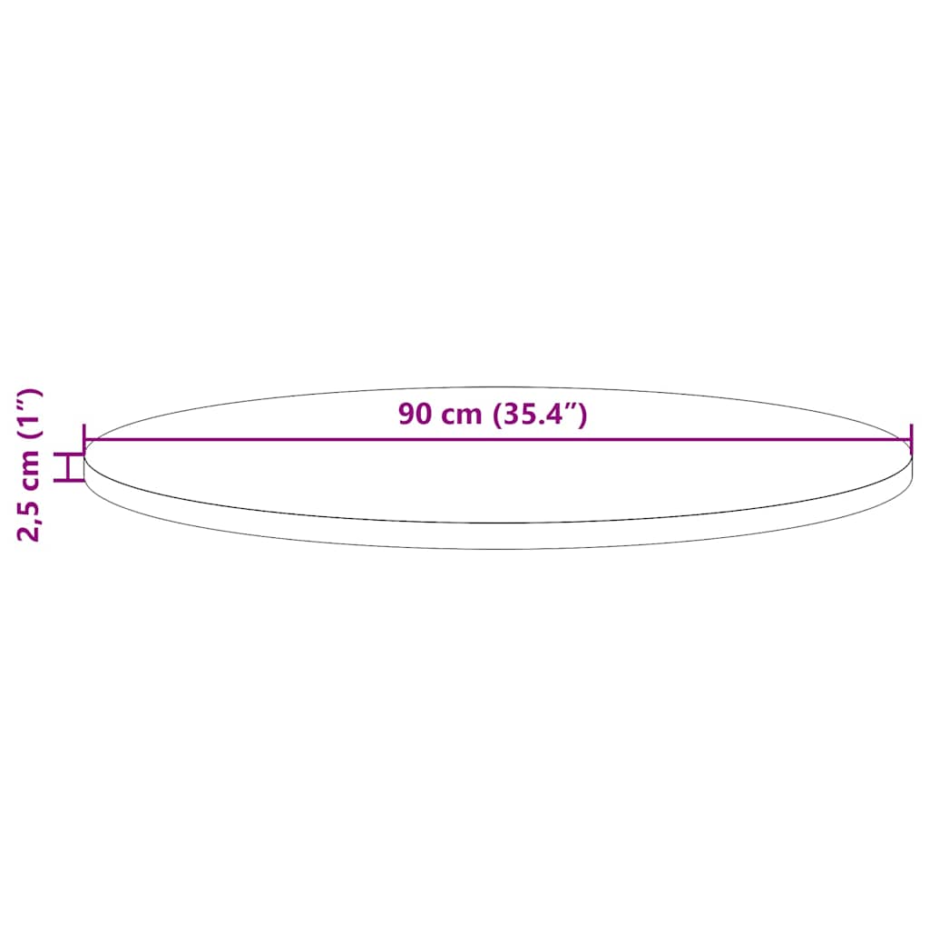 813657 vidaXL Table Top White Ø90x2,5 cm Solid Wood Pine