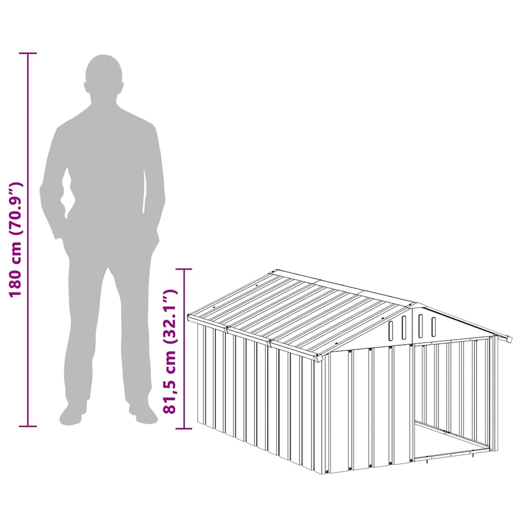 Dog House Grey 116,5x153x81,5 cm Galvanised Steel